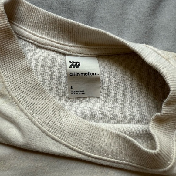 All in Motion Off-White/Light Pink Oversized Long Sleeve Sweatshirt Size Small - Picture 5 of 7